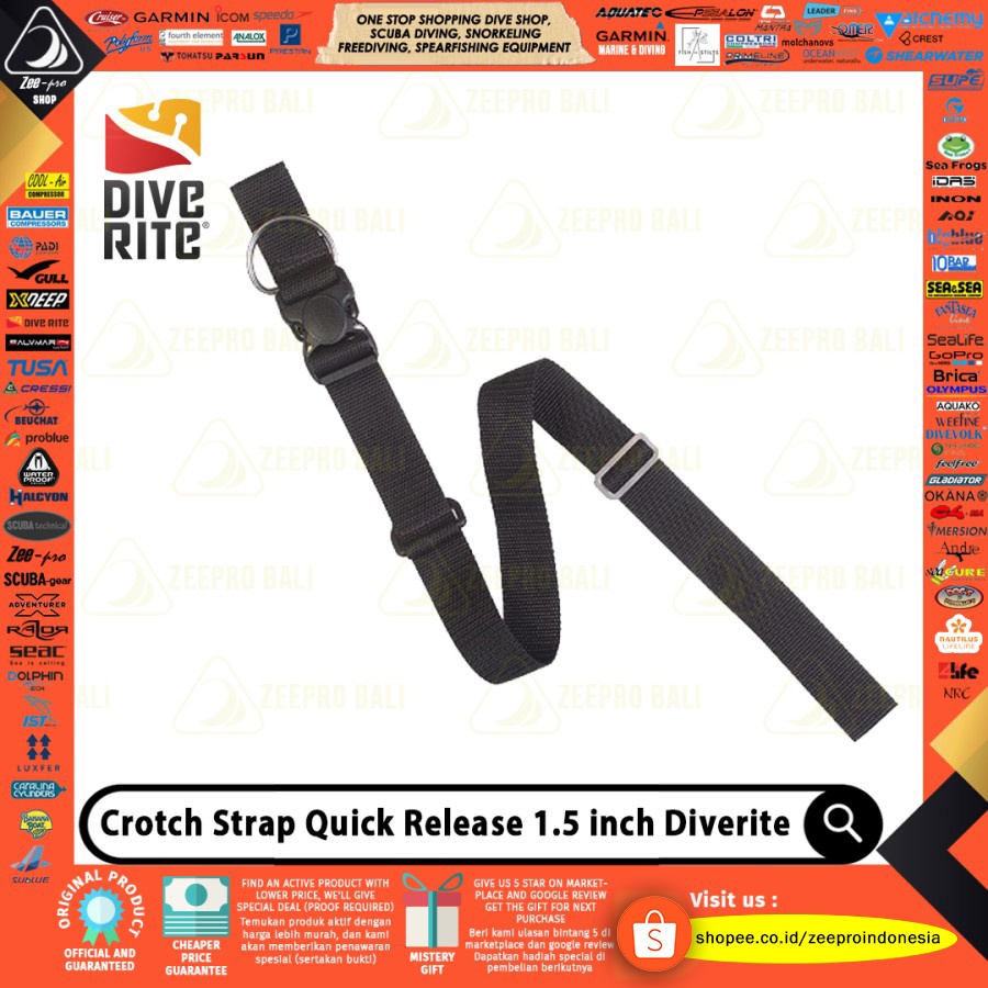 Crotch Strap BCD Diving Donut Wing Quick Release 1.5 inch Diverite