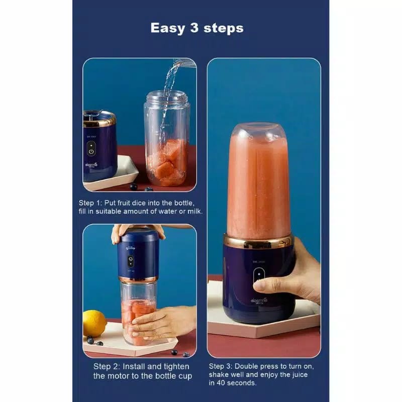 Deerma NU06 Portable Rechargeable Mini Juice Blender + 1 Extra Tumbler