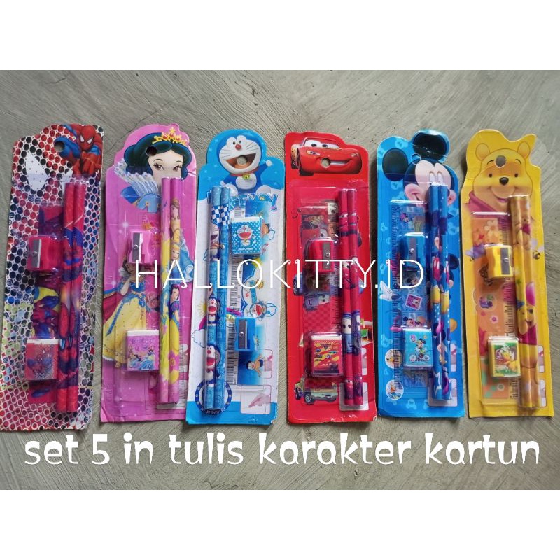 

SET ALAT TULIS 5 IN 1 KARTUN MOTIF/SET PENSIL PENGGARIS PENGHAPUS SERUTAN KARAKTER KARTUN SET IN/PERALATAN TULIS ANAK KARAKTER SET 5 IN 1 MURAH