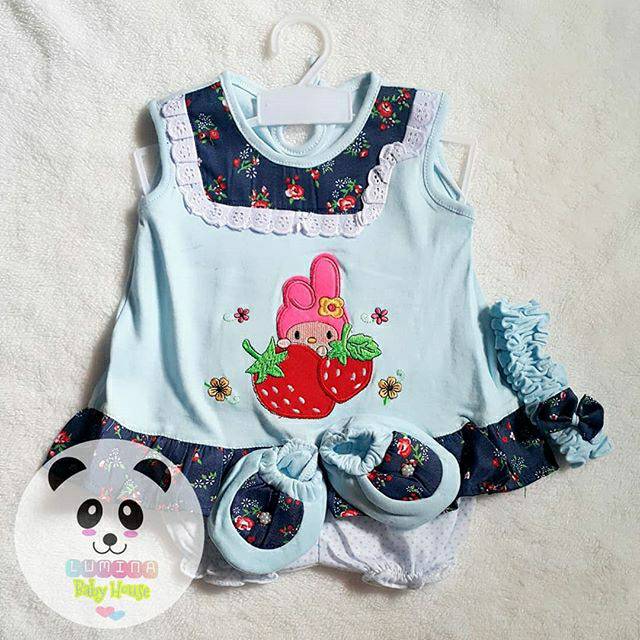 SALE|| Setelan dress bayi - Blue Melody