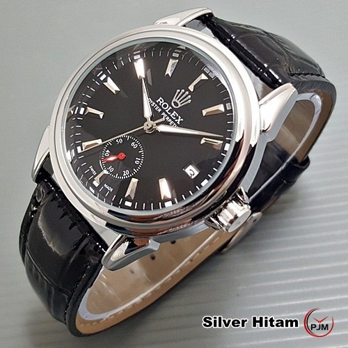Jam Automatic Rolex Kulit + Tanggal | Tanpa baterai | Otomatis Classy Transparant Matic Pria Wanita