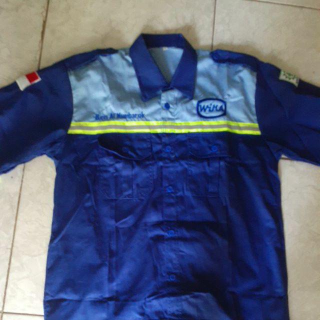  Baju  safety biru  muda kombinasi biru  tua Tambah bordir 