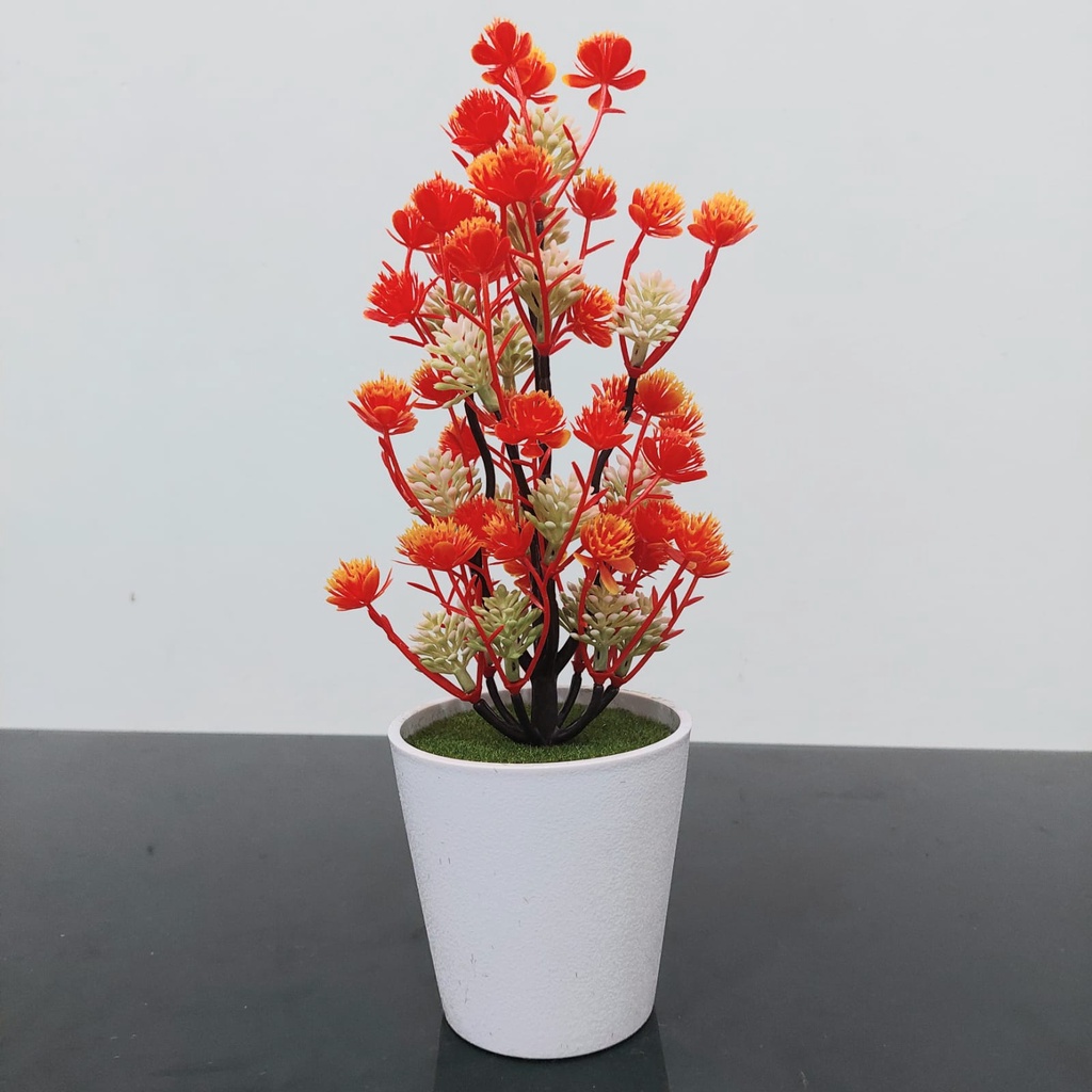 Bunga Plastik Hias Pajangan Pot Tanaman Dekorasi Pohon Bonsai Seruni