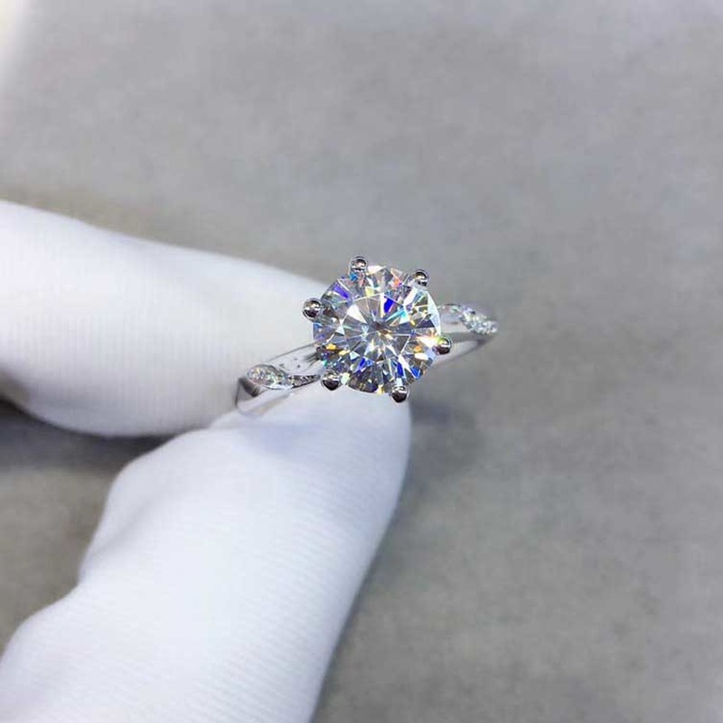 S925 Sterling Perak Cincin Kristal Berlian Fashion Wanita Pertunangan Pernikahan Rings