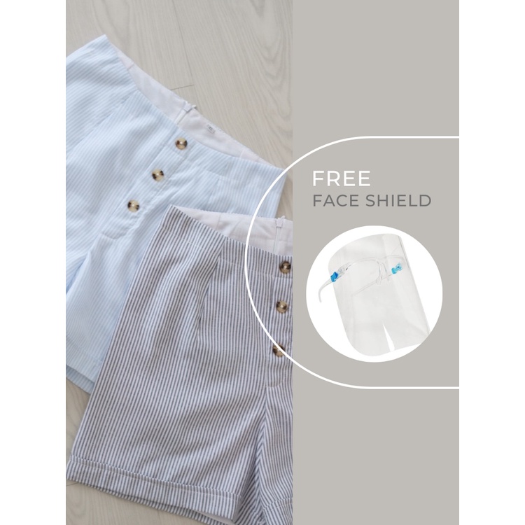 Kadaka B-0118 Stripes Short Pants with Kacamata Face Shield