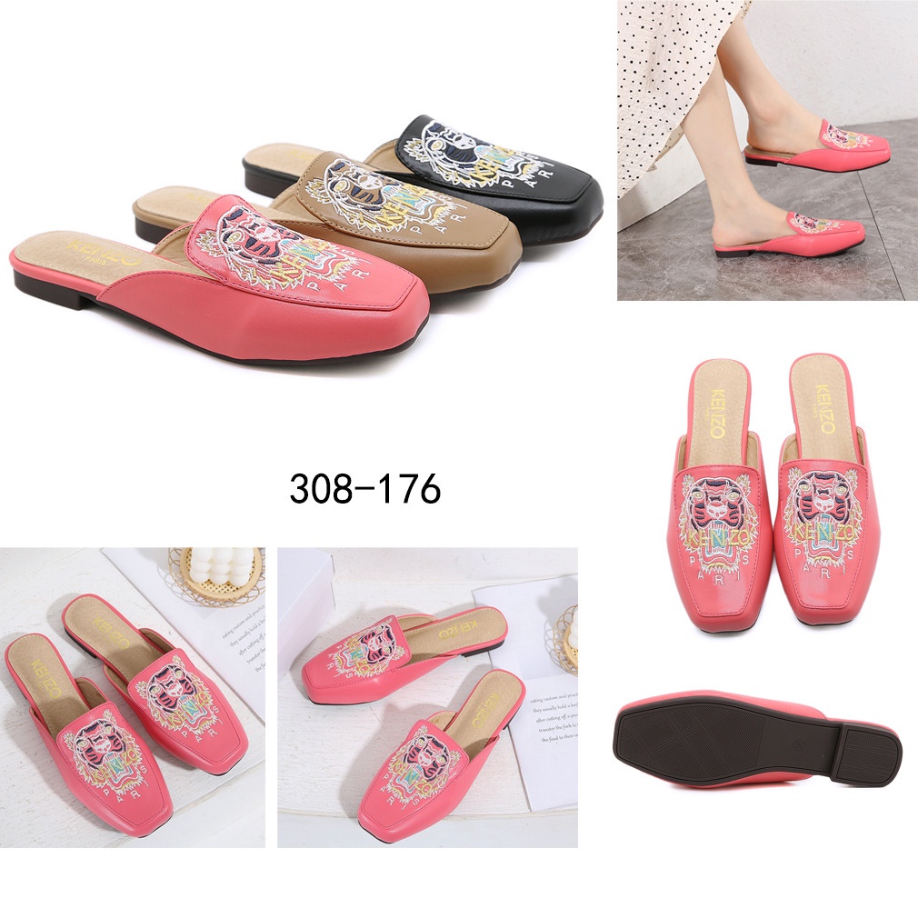 Embroidery Mules Shoes #308-176