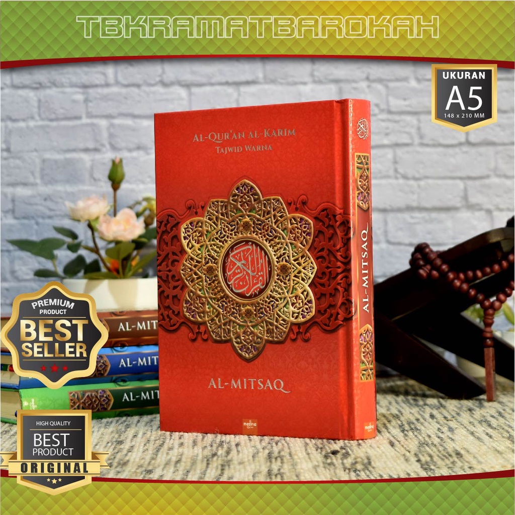 Al Mitsaq Mushaf Alquran A5 / Al Quran Tajwid Warna Sedang / Rasm Usmani, Alquran Tajwid Warna