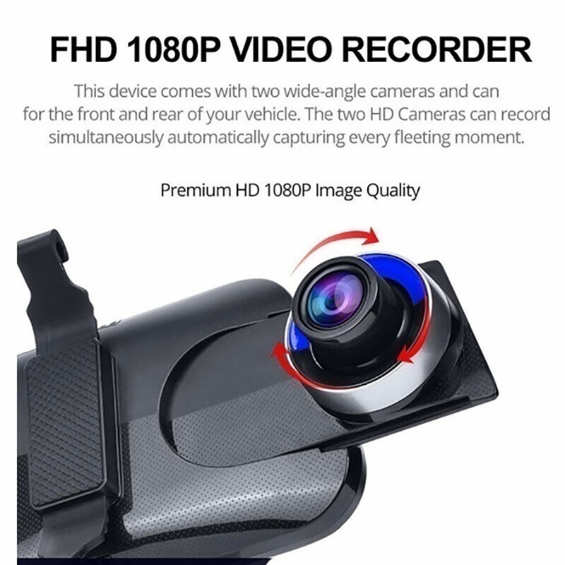 ⚡Garansi 6 Bulan⚡LALAHOO Dash Cam Car DVR Camera 10'' IPS Touch Screen Rearview Mirror Full HD 1080P Night Vision Stream Media Dual Lens Car Camera Spion 170° Wide Loop Recording Image 9