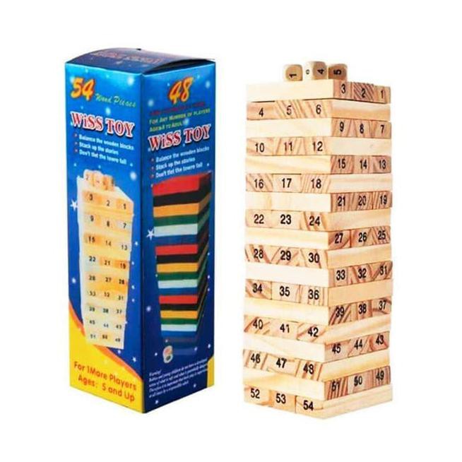 TERMUR@H WOODEN WISS TOYS-MD-01 UNO STACKO KAYU BESAR TINGGI 22CM 54 BALOK