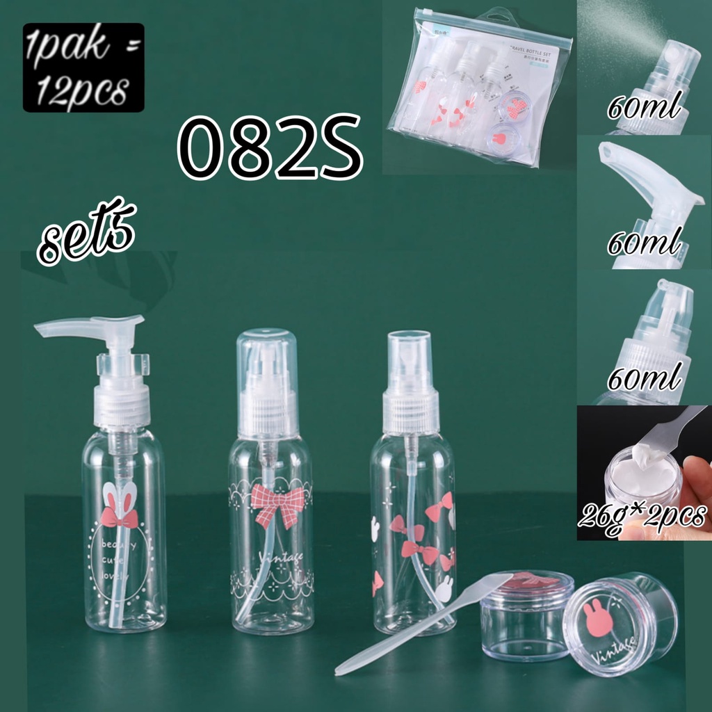 botol travel botol plastik botol refill 60ml set 5pc 082