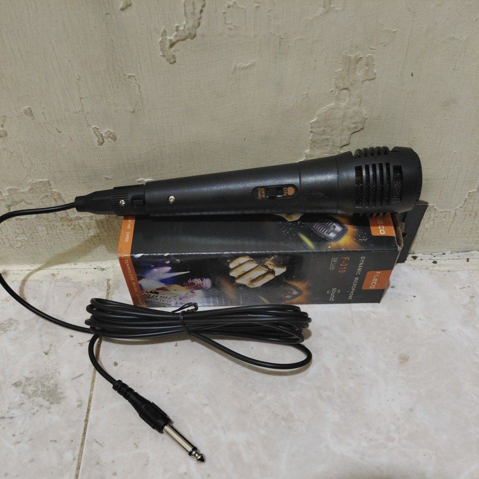 Microphone Fleco F-319 Mic Karaoke Kabel Original Fleco Suara Bass Jernih Mikrofon Kabel Murah