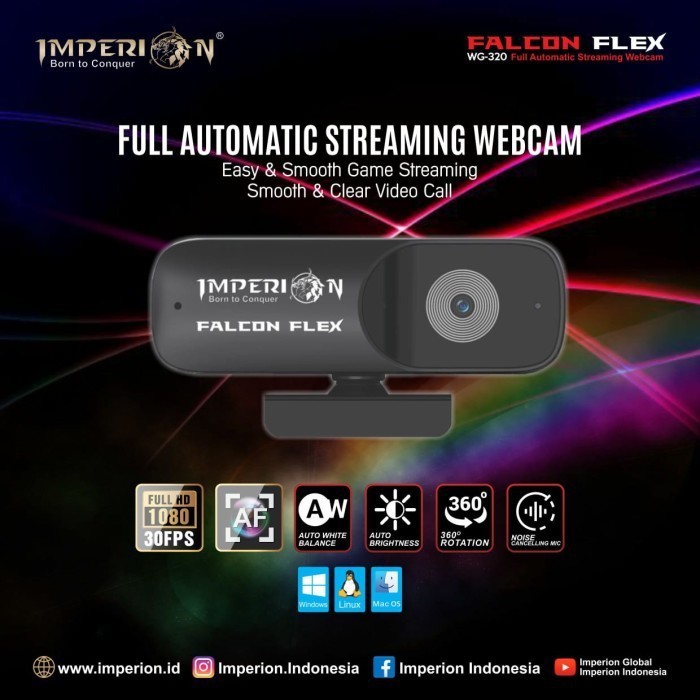 Webcam Imperion Falcon Flex WG-320 Automatic Streaming 30FPS 1080P Original