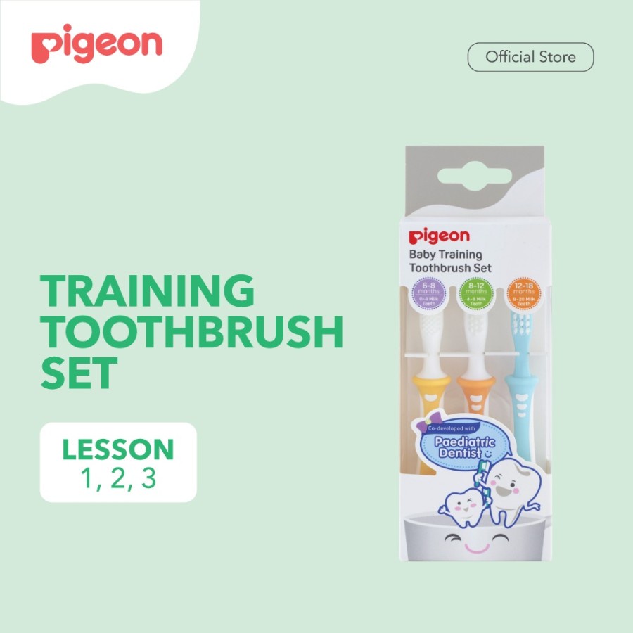 Makassar! Baby Training Toothbrush / Sikat Gigi Pigeon 3in1 Lesson 123