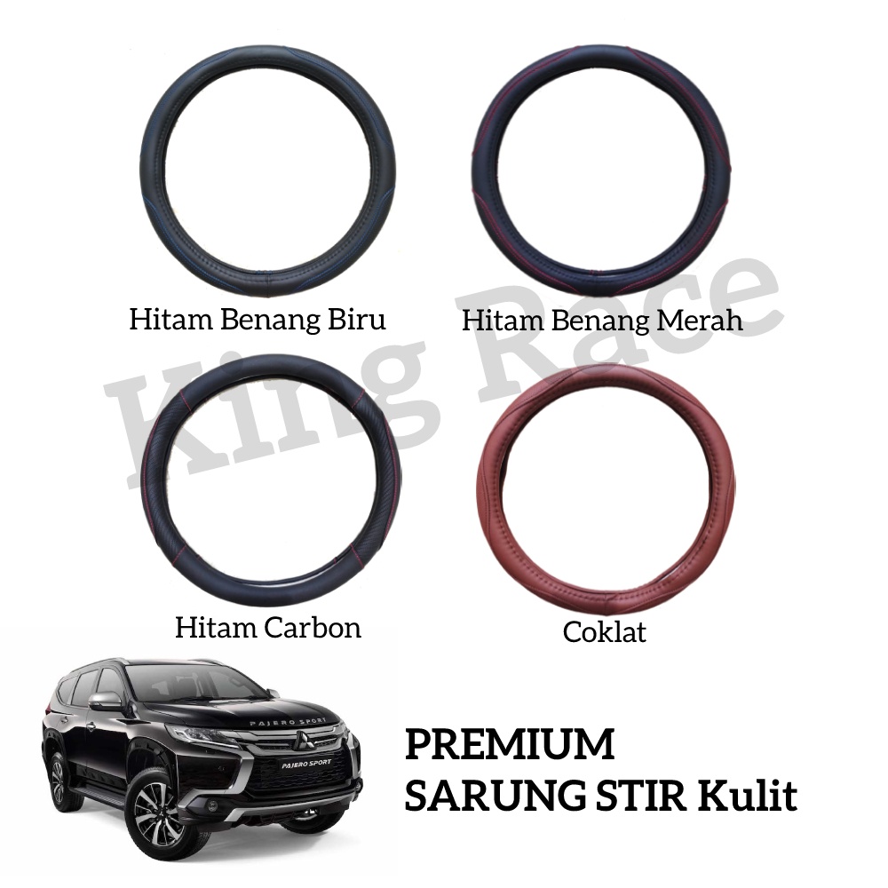 PREMIUM Sarung Stir Mobil Kulit Asli Kombinasi Cover Steer Mitsubishi Pajero / Pajero Sport 2022 202