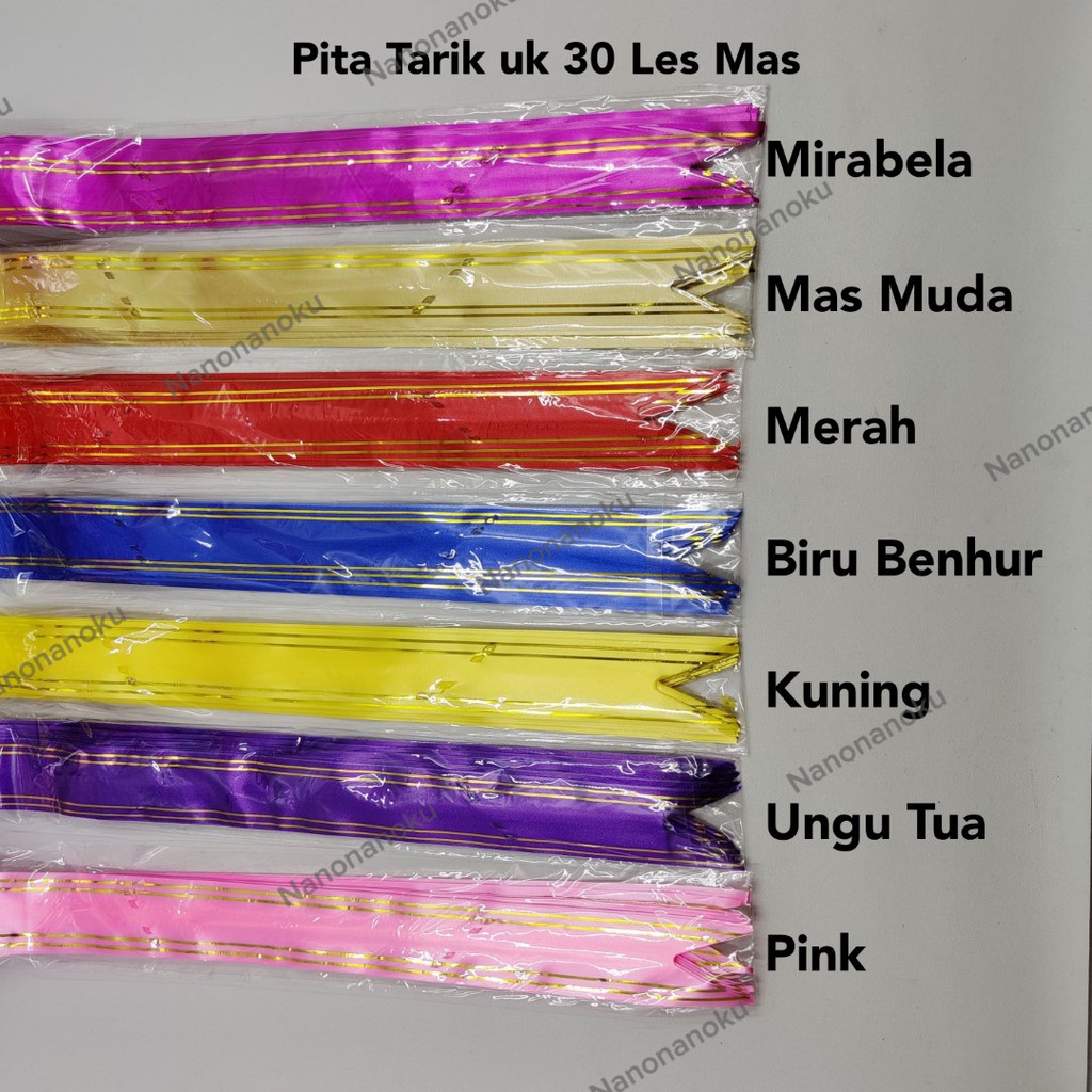 [10 pcs] Pita Tarik 30 mm Pita Serut Motif dan Les Mas