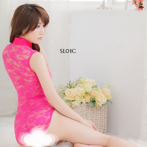 [SIAP KIRIM] BAJU TIDUR SEXY LINGERIE CHEONGSAM  LACE FUSCHIA SL01C