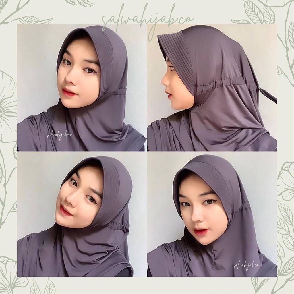 Bergo Hamidah Serut/ Bergo Jersey Serut Menutup Dada / Hijab Instan Jersey