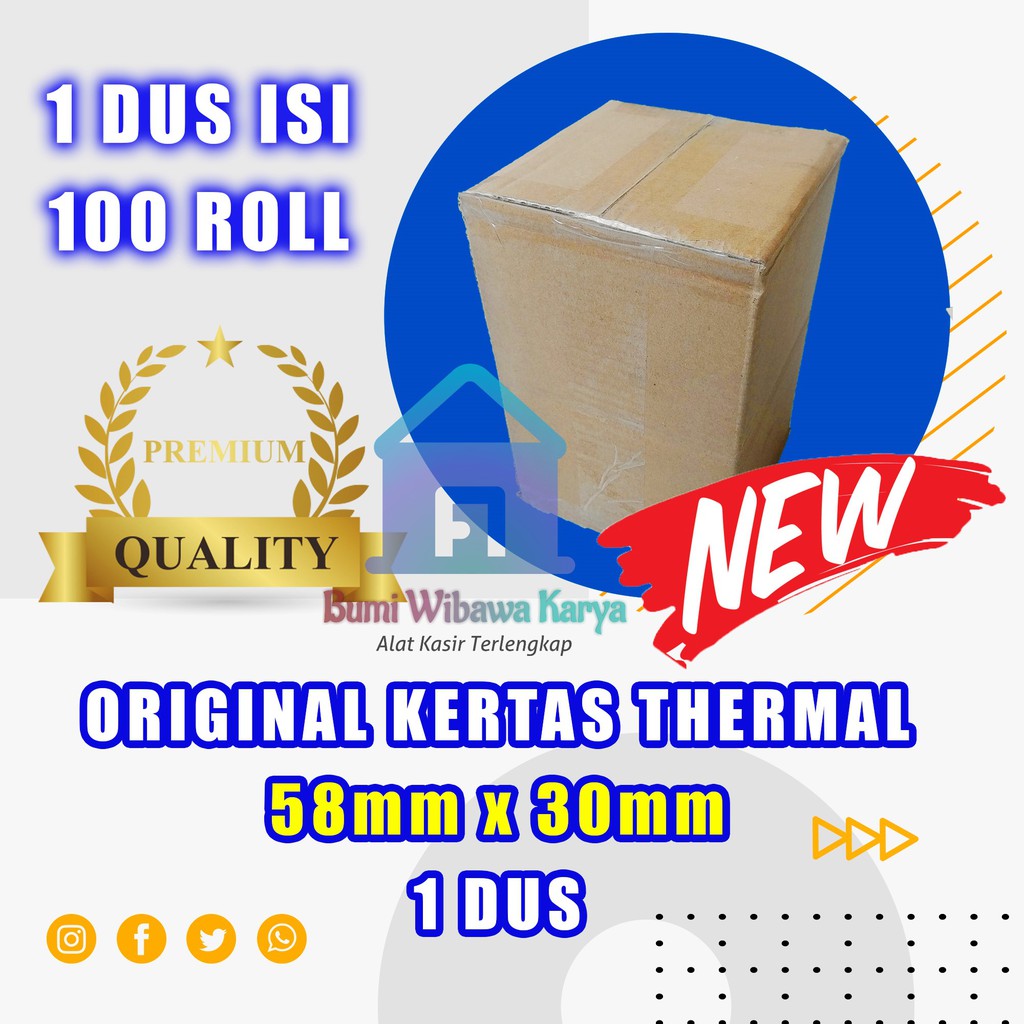 

Kertas thermal paper roll / Kertas Termal 58 x 30 1 Dus terlaris