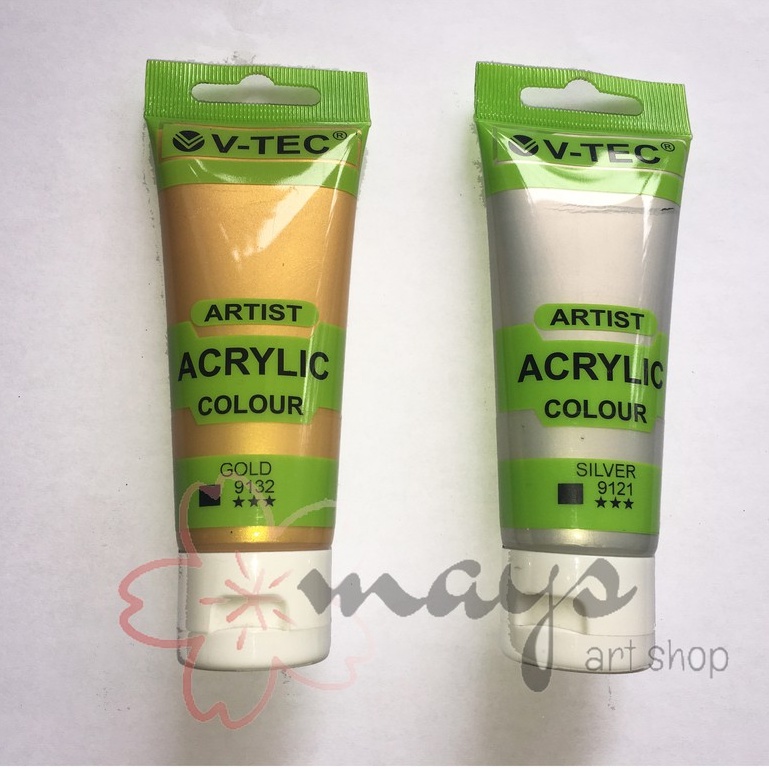 

Cat Akrilik V-Tec Acrylic Paint 75ml GOLD SILVER / Cat Lukis V-tec 75 ml