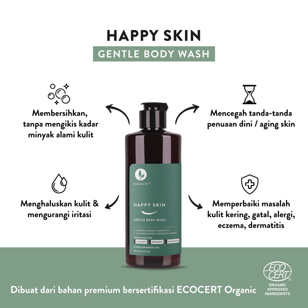 Eucalie Organic Gentle Body Wash - Happy Skin 190 Ml