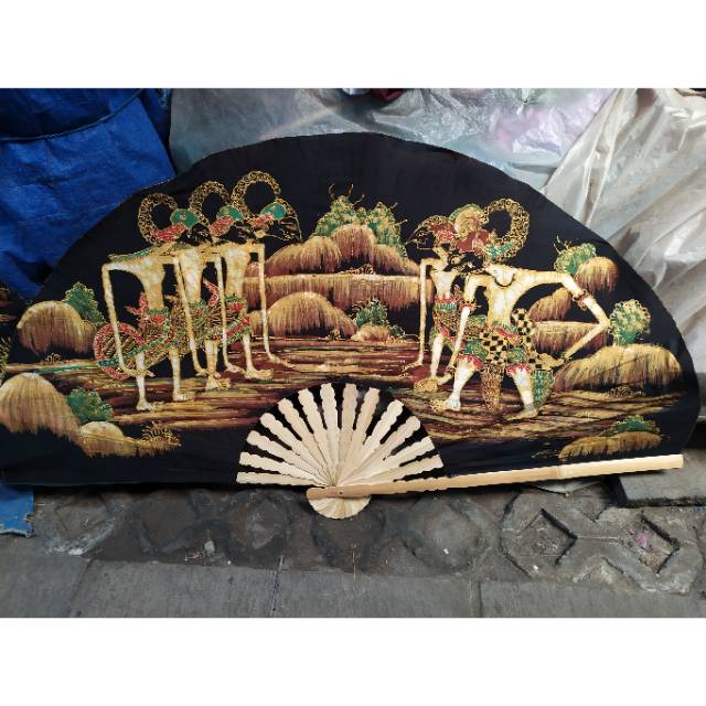 PAJANGAN KIPAS BATIK JUMBO 100 X 50 CM SOUVENIR HIASAN DINDING UNIK DEKORASI RUMAH MURAH BEST SELLER