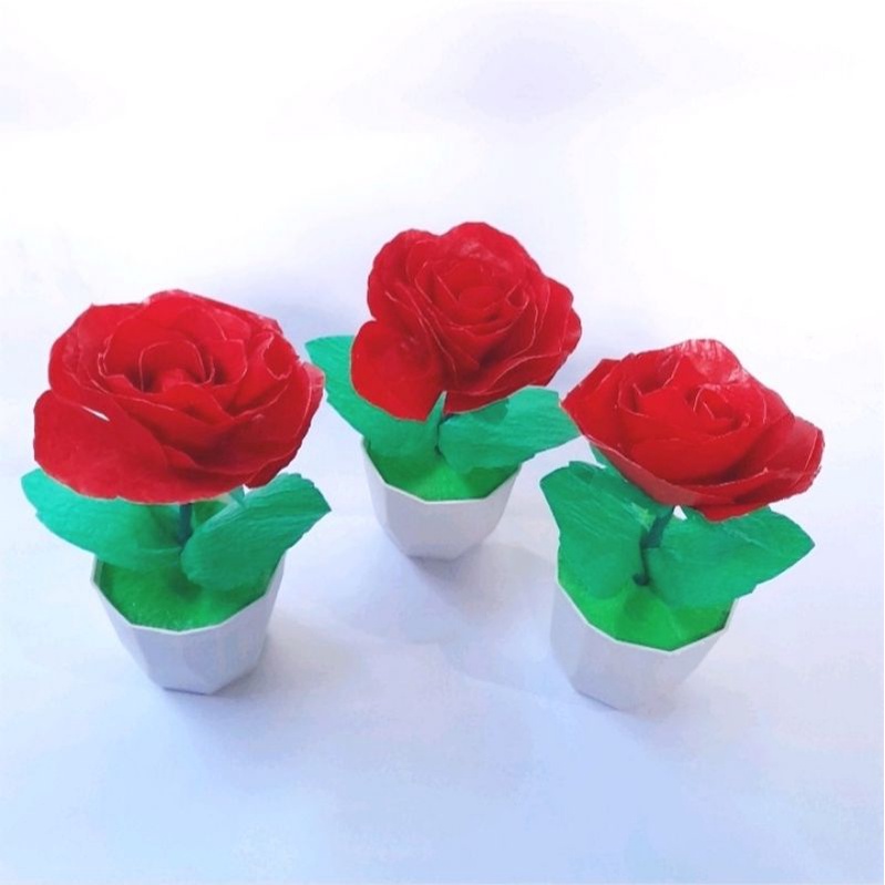 Bunga Plastik Kresek/Bunga Mawar Hias dari Plastik Kresek Kerajinan Tangan