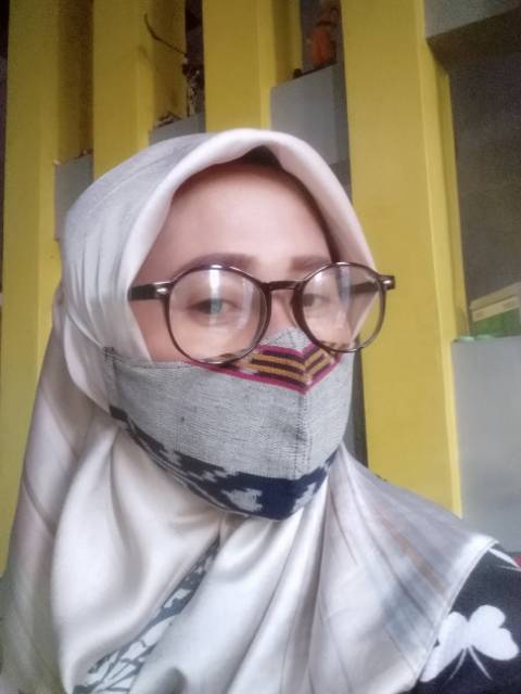 Masker tenun  hijab-earloap  #2 in 1