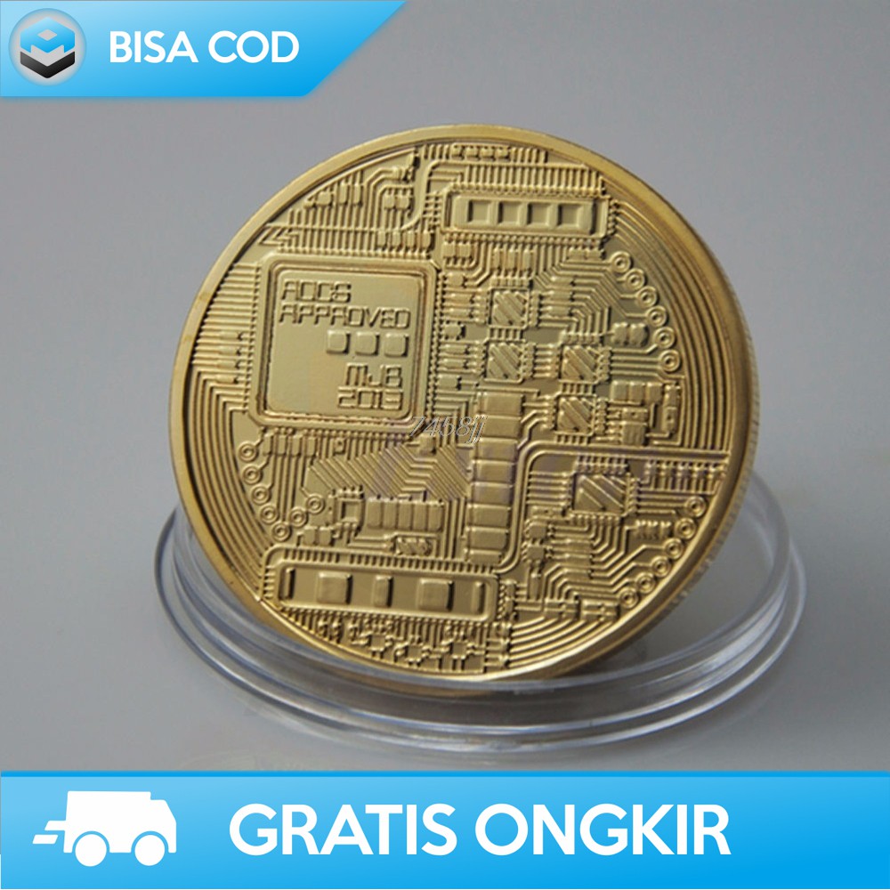 GOLD PLATED MINIATUR UANG BITCOIN - KOLEKSI KOIN BITCOIN - KOIN GOLDEN