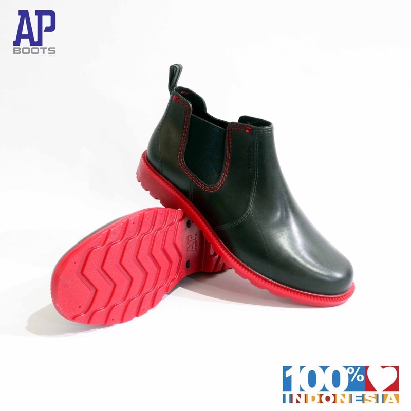 Sepatu Boot Ap Hobby &amp; Work Black/Red Karet