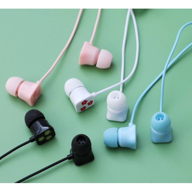 [XY-46] Set Headset Earphone Motif BUNGA-BUNGA Imut / Wadah Earphone Transparan Kotak Kartun Flower