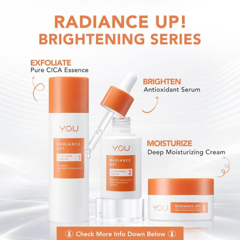 You Radiance Up Antioxidant Serum 20ml / Brightening Serum / Deep Moisturizing Cream 30g / Pure Cica Essence 100ml