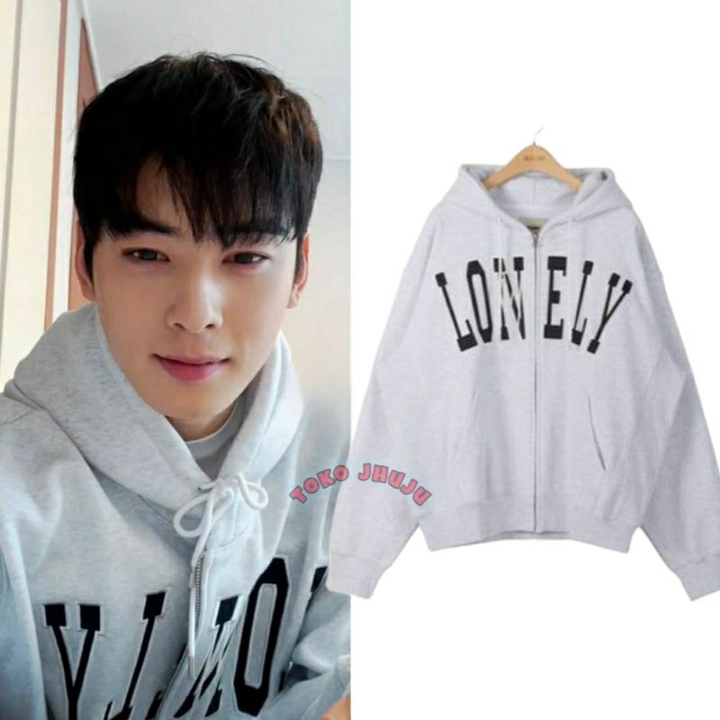 Jaket Hoodie ZIPPER Astro Cha Eun Woo style LONELY