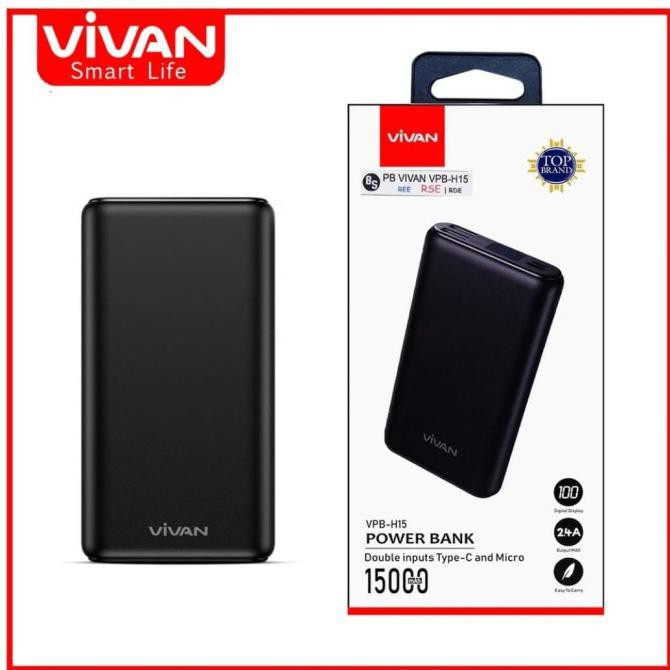 VIVAN VPB H15 15000MAH LED DIGITAL DISPLAY DUAL INPUT POWER BANK
