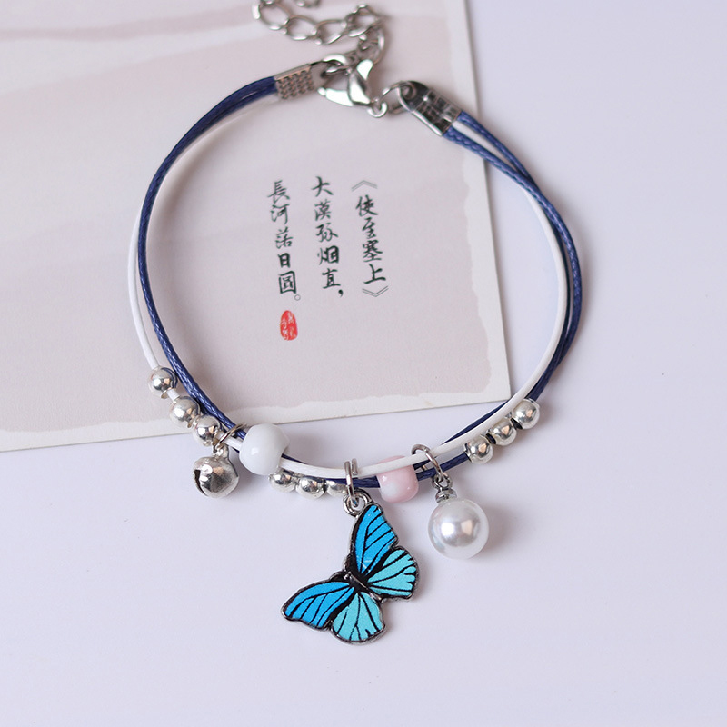 Gelang Tali Serut Adjustable Dengan Charm Kupukupu Gaya Korea Untuk Wanita