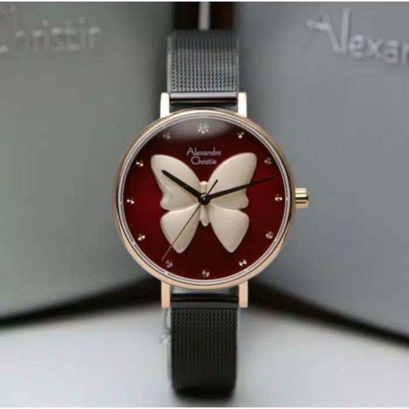 jam Tangan Alexandre Christie Wanita Ori AC 2850 Butterfly AC2850 Tali Pasir Alexander Original