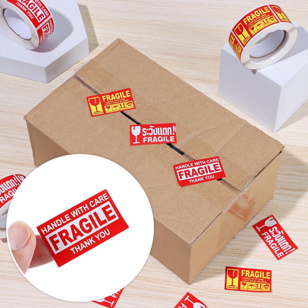 Wonder 250Pcs/roll Stiker Peringatan Fragile Bermanfaat Perawatan Kantor Pengiriman Kemasan Menandai Pengiriman Express Label