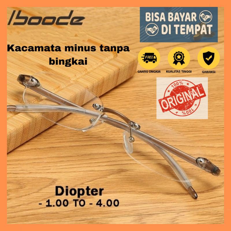 Kacamata Minus Pria Wanita Terbaru Rimless Frameless Model Bor Tanpa Bingkai Kekinian Frame Lentur