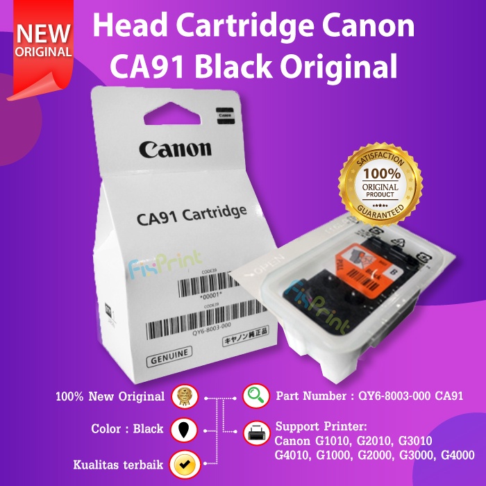 Cartridge Tinta Canon BH7 CH7 BH 7 CH 7 Print Head Cartridge CA91 CA92 Tinta Canon G1000 G2000 G3000 G4000 Printer InkTank G1010 G2010 G3010 G4010 Black Color Hitam Warna QY6-8003-000 CA-91 CA-92 Original Ori Asli QY6-8003