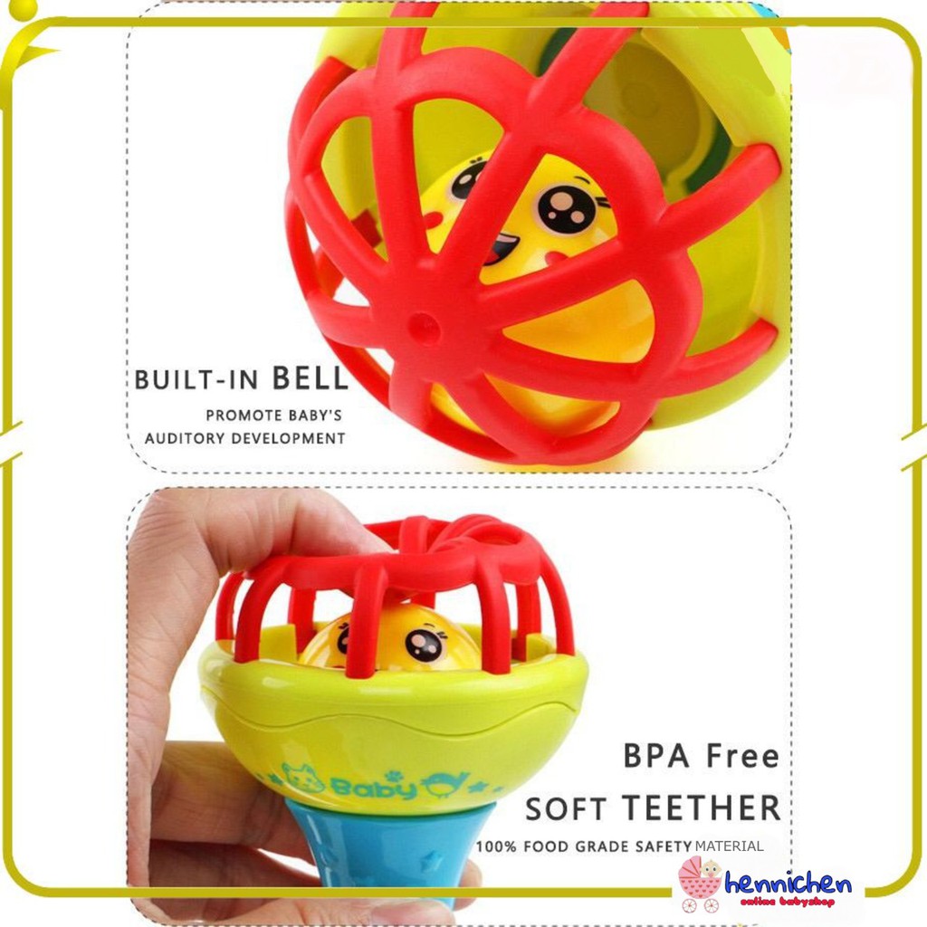 Mainan Bayi Rattle Stick Bunyi Kerincingan Baby Soft Teether Gigitan Bayi BPA Free