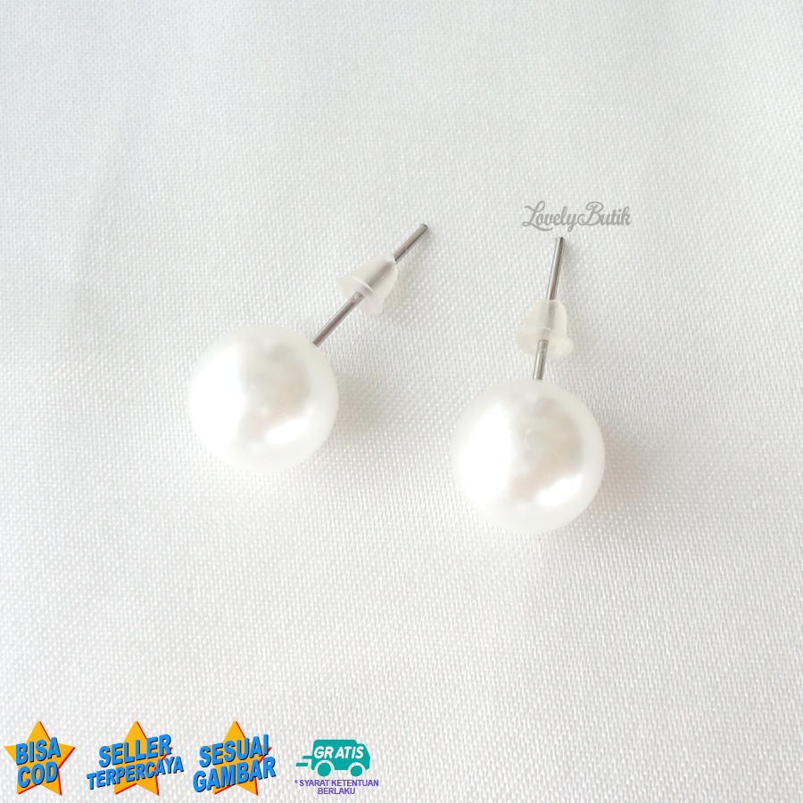 Lovelybutik - Anting Tusuk Pearl Mutiara Putih Earring Mutiara Tindik Wanita Anting Mutiara murah