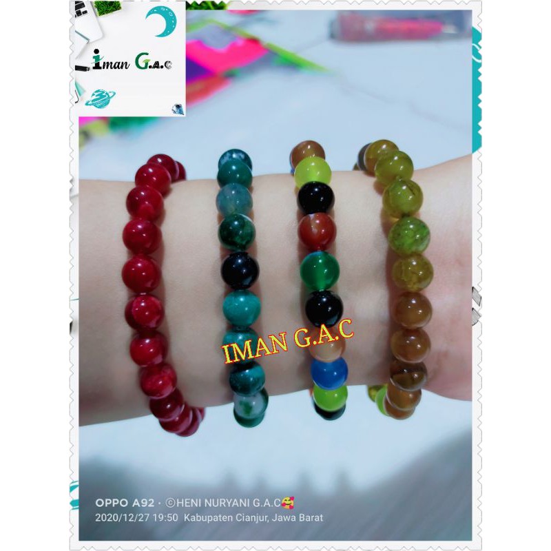 Gelang batu alam 8mm asli/gelang batu peria &amp; wanita