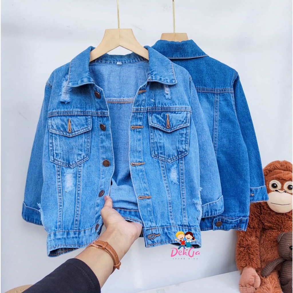 couple jaket jeans Ripped / jaket couple dewasa anak jaket jeans anak ripped