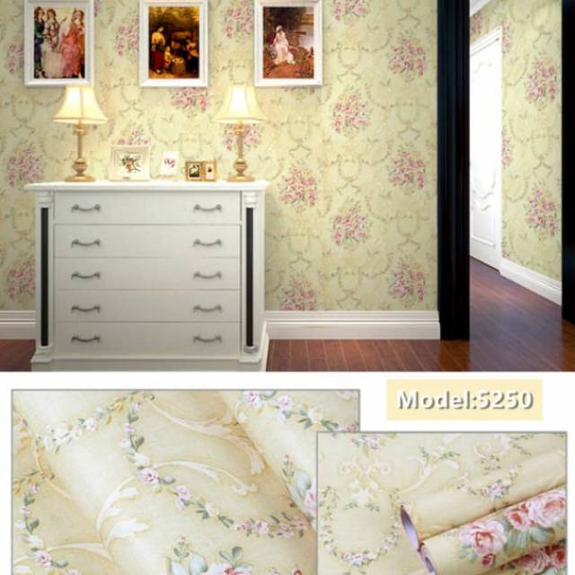 WALLPAPER DINDING MOTIF BATIK PEACH