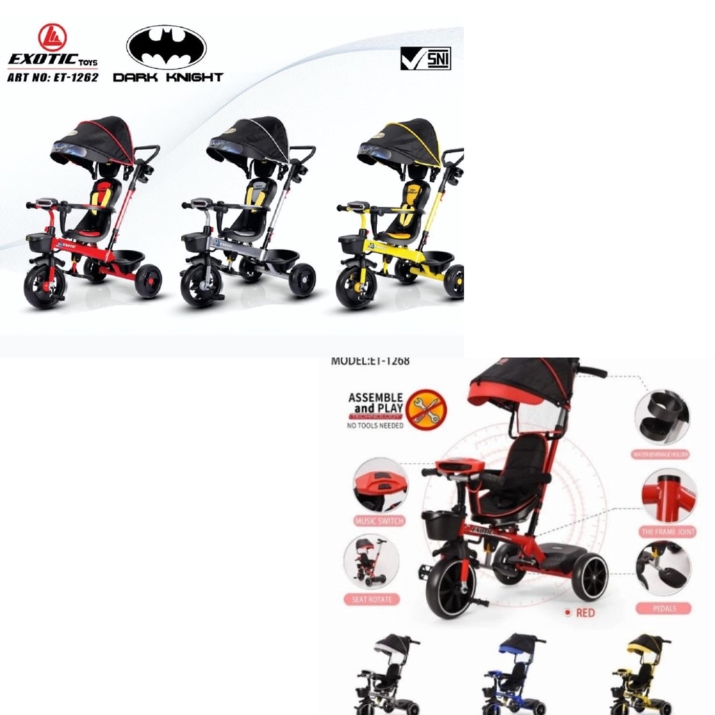 EXOTIC ET 1262 / ET 1268 / ET 1271 / ET 8809 Tricycle Sepeda Roda Tiga Anak
