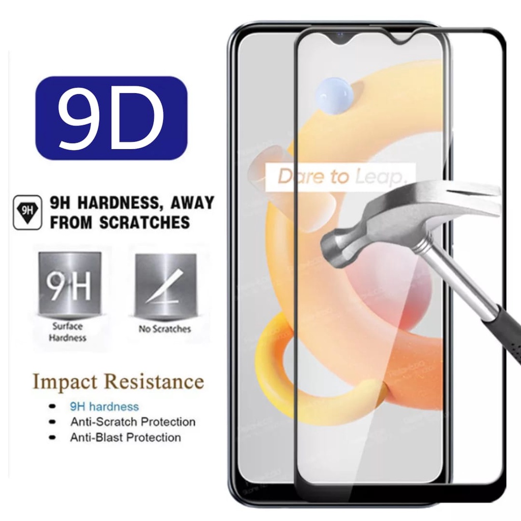 PROMO 2in1 Tempered Glass REALME C11 / C11 2021 Full Layar kaca List Hitam Free Camera Glass