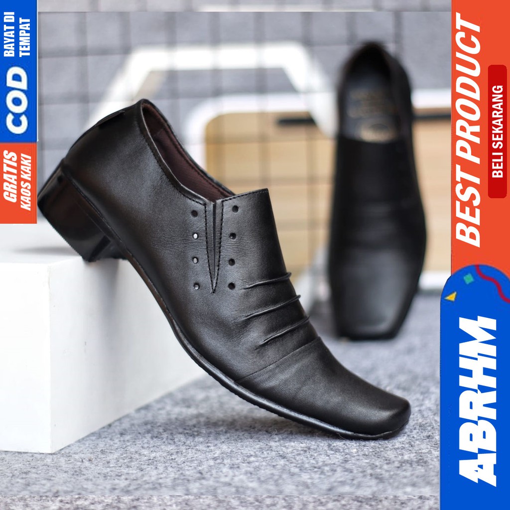 ABRHM X REMPEL Sepatu Formal Pria Sepatu Pantofel Kulit Asli Sepatu Pria Casual Sepatu Kasual Oxford Kerja Kantor Kuliah Kondangan Gaya Keren Kekinian Original Murah Terlaris