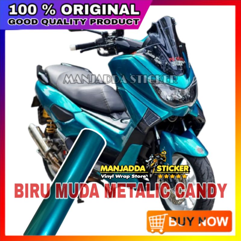 Stiker Skotlet Motor Metalic Biru Muda Candy Kualitas Premium