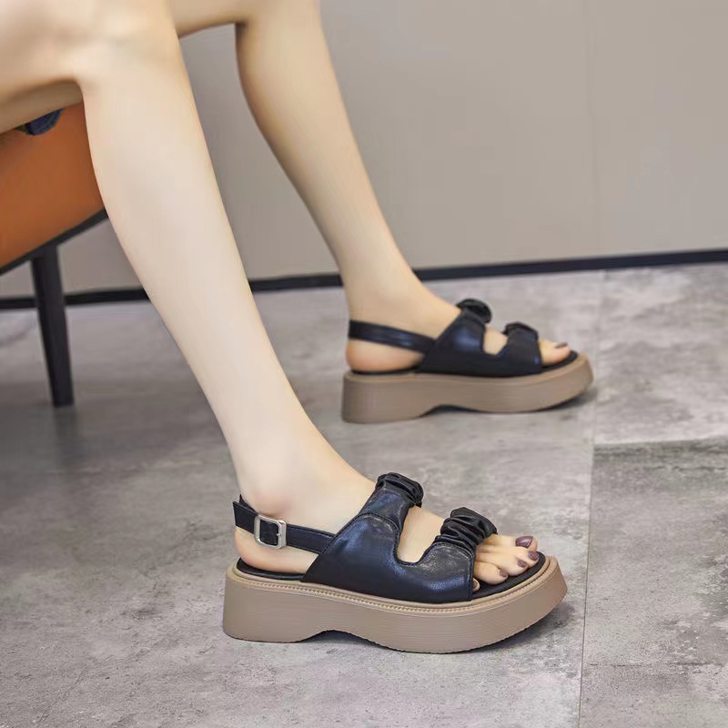 Sepatu Sandal Wanita Sandal Cewek Sandal Import Sandal Fahion Kuliah Strap Elastis Sole Tebal Fashion Modis Modern