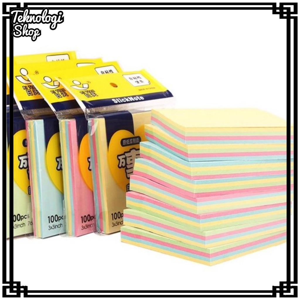 Memo Sticky / Sticky Note / Kertas Memo Polos 4 warna