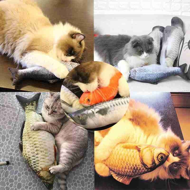 Pet Toy Mainan Kucing Ikan Mainan Hewan Peliharaan Artificial Fish Soft Stuffed Catnip Pet Cat Kitten Chewing Scratch Playing Toy